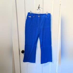 St. John Sport 10 Stretch Vivid Cobalt Blue Straight Leg Cropped Pants
